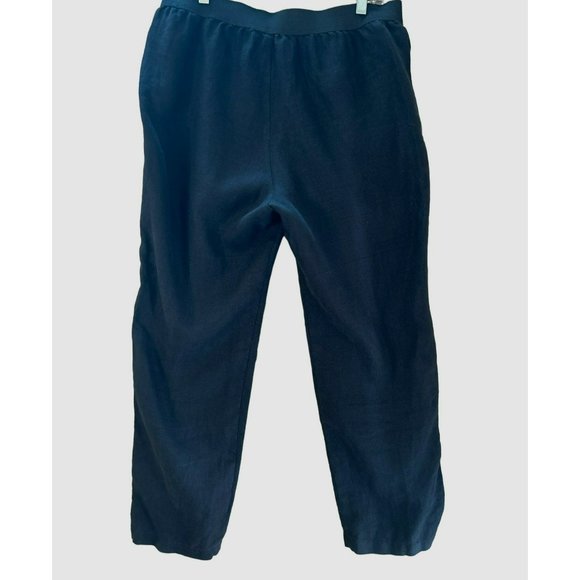 Soft Surroundings Women's Black Pull On 100% Linen Pants Elastic Waist Medium - Picture 2 of 3